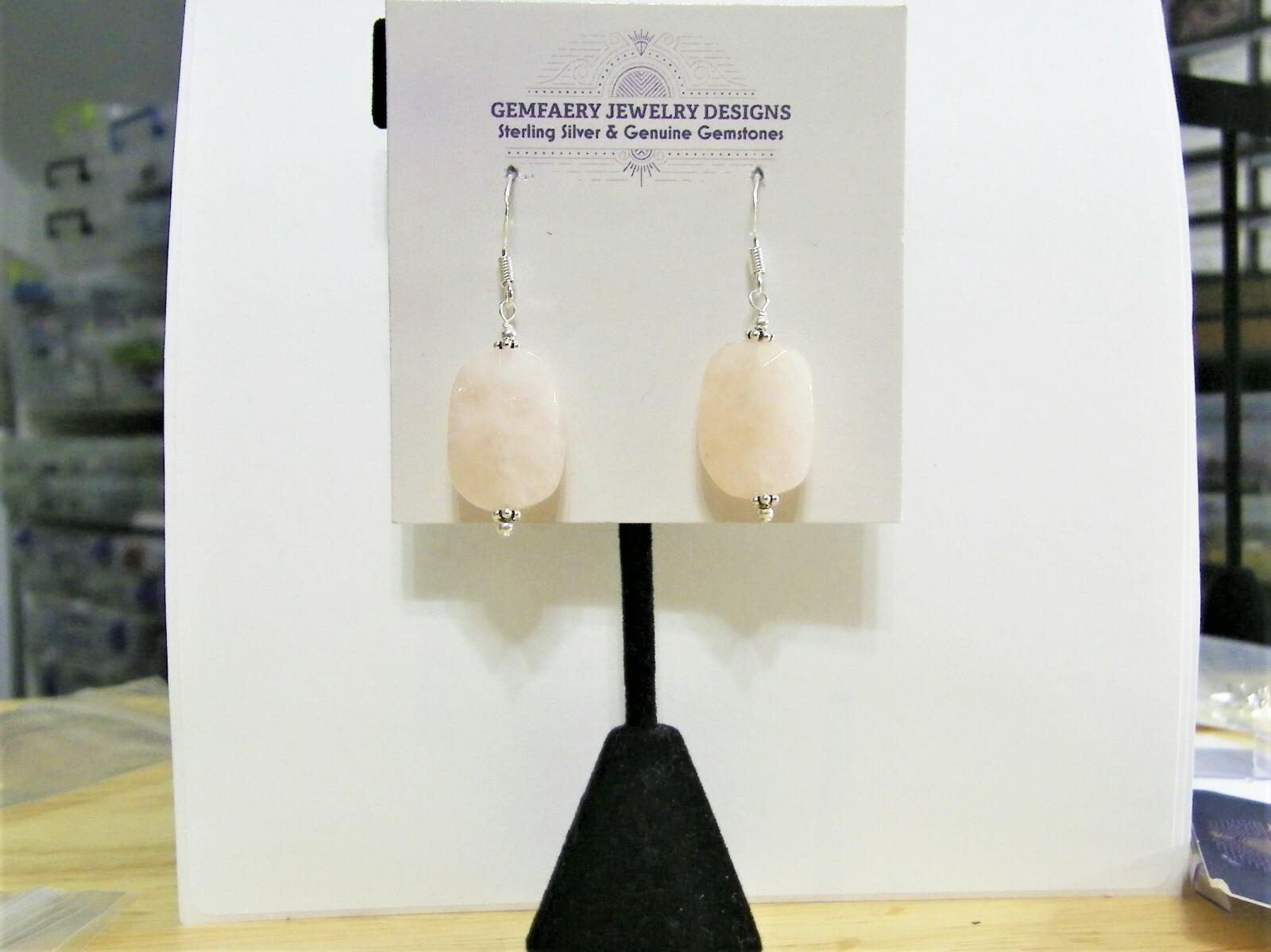 Sterling Silver Faceted Natural MORGANITE Dangle Earrings #2942…Handmade USA