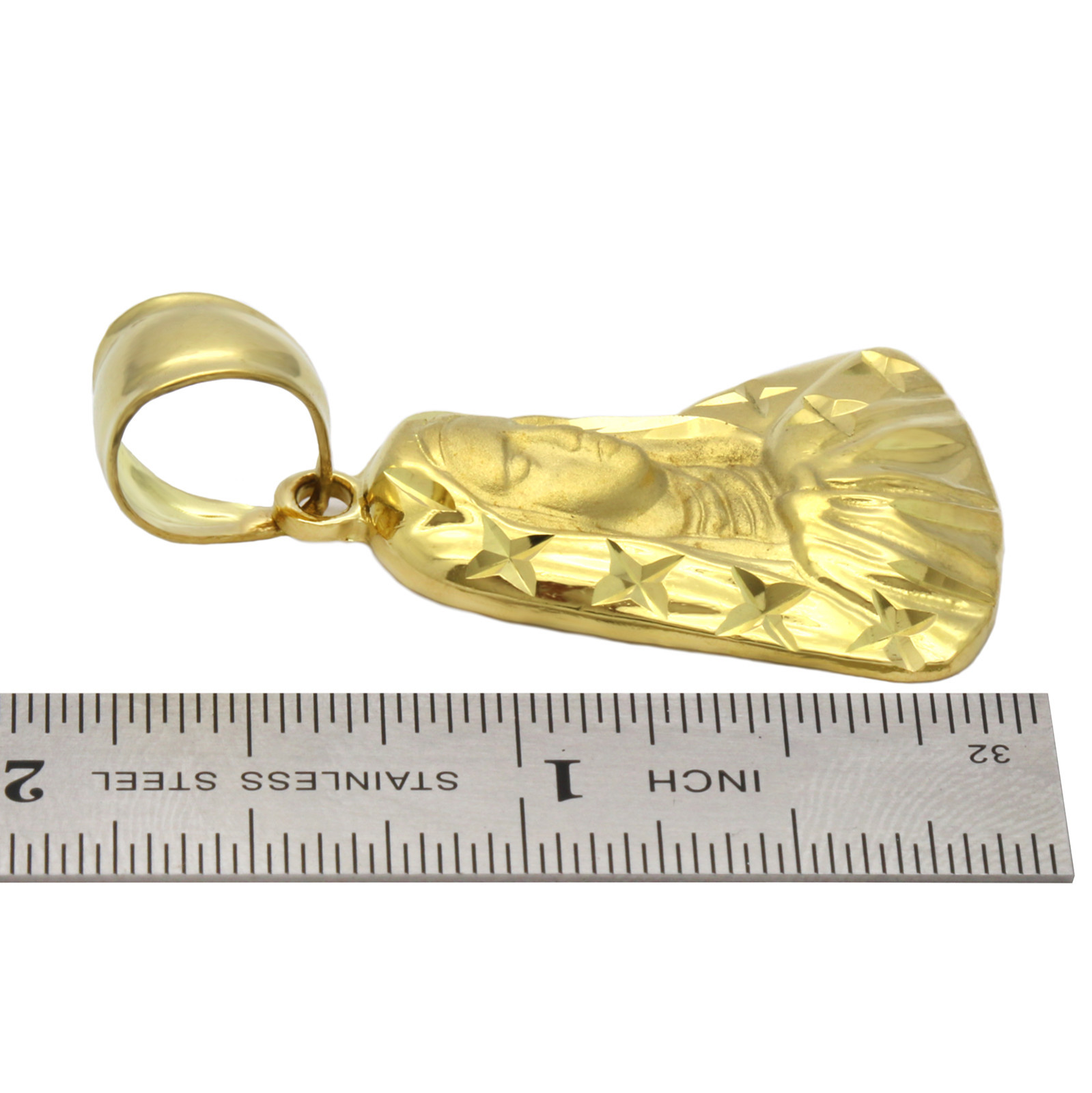 Mens 18k Gold Plated Virgin Mary /Star Pendant 5mm 24″ Cuban Necklace Chain
