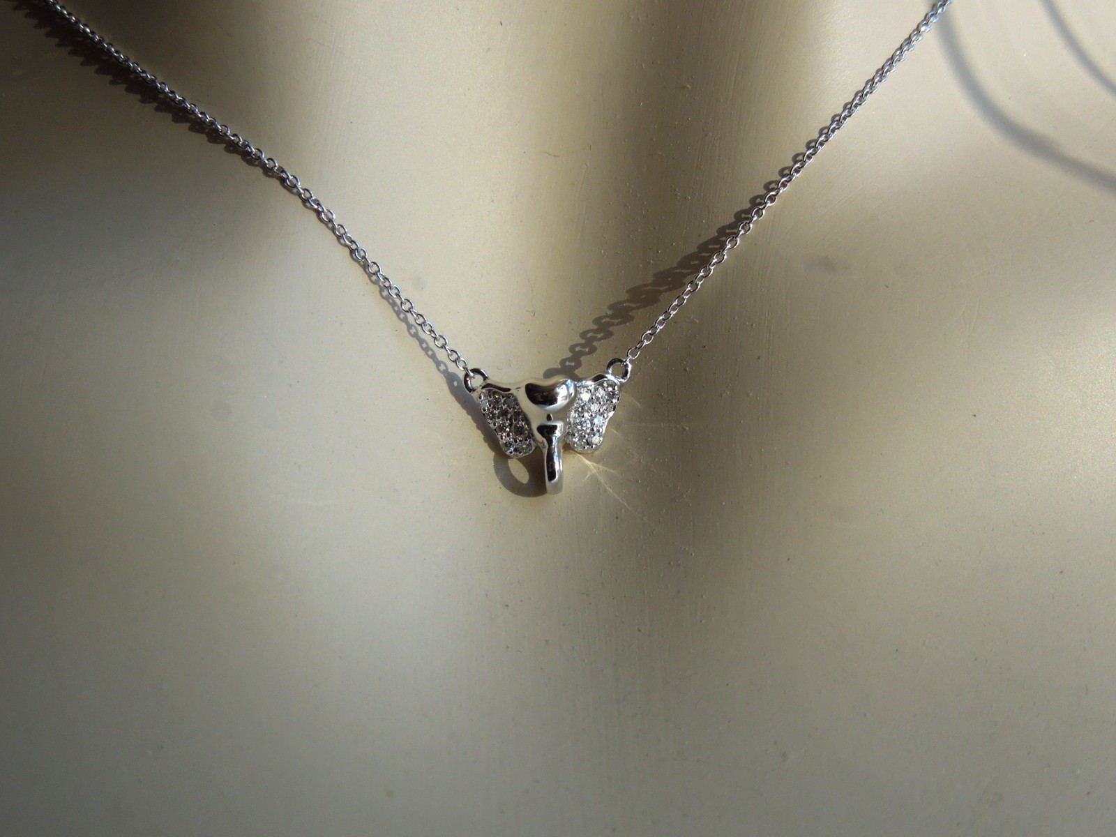Monica Rich Kosann 18K White Gold & Diamond Elephant Luck Necklace $1,100 NWT
