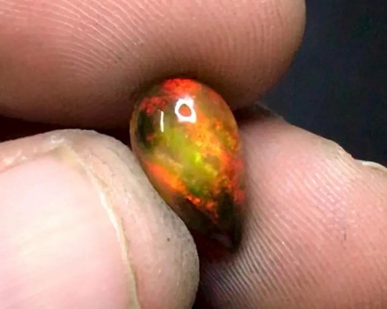 13.5x8x4.7 mm Natural Welo Ethiopian Black Opal Cabochon Loose GemstoneNS-185