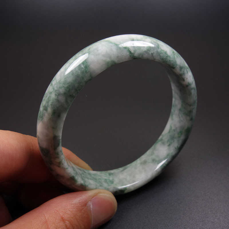 61mm Certified Grade A 100% Natural Green Jadeite Jade Bracelet Bangle Z07053
