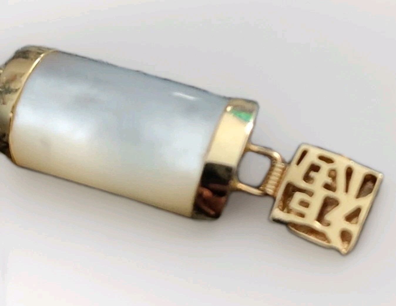 14K Yellow Gold Mother Of Pearl Gemstone Panel Tennis Bracelet Vintage Push Lock