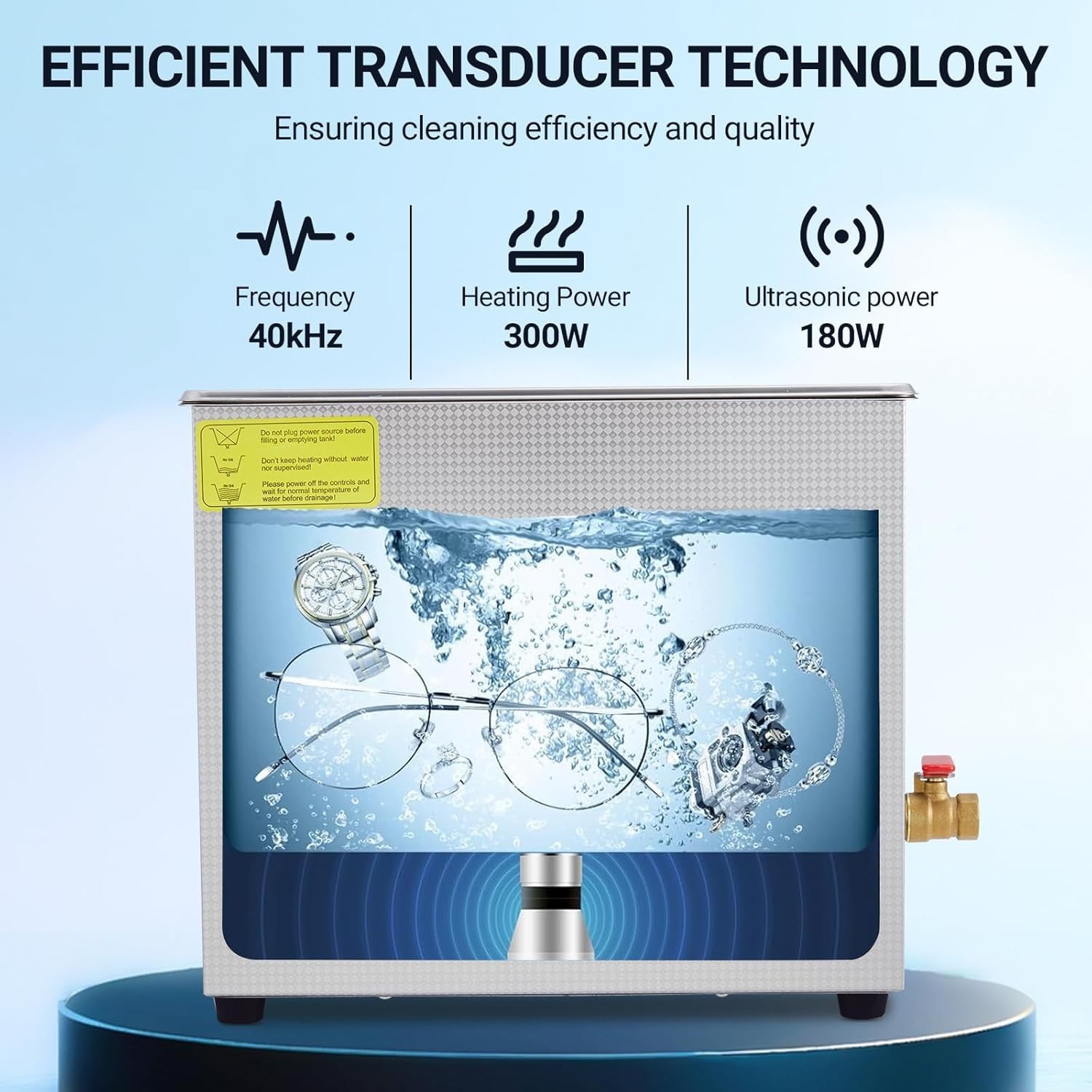 Industrial Heated Ultrasonic Cleaner 6.5L/1.72Gal 180W 40kHz | Commercial-Gra…
