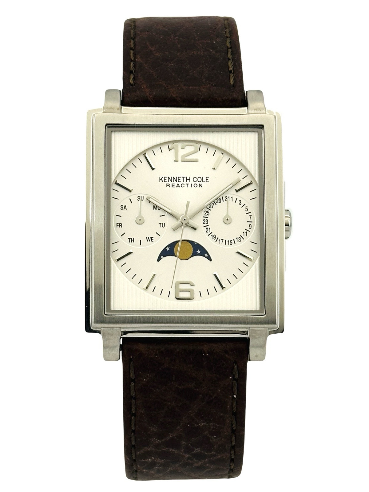 Kenneth Cole KC1372 Multifunction Moon Phase White Dial & Leather Strap Watch