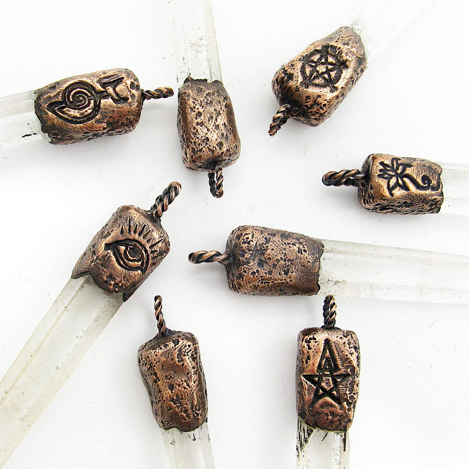 Copper Quartz Point Pendant ONLY No Chain – Mystical Symbol Handmade Jewelry