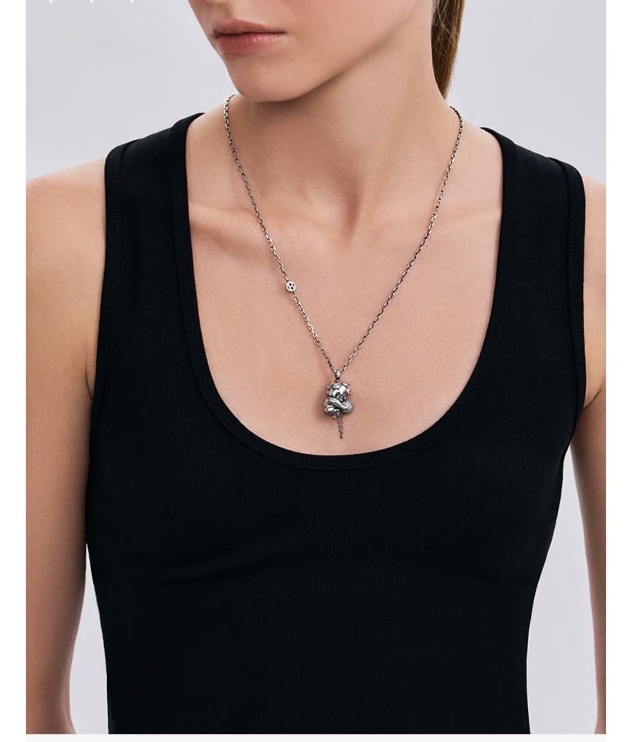 Popop Hirono Series Confinement necklace One 925 Silver 55cm+2.5cm+2.5cm