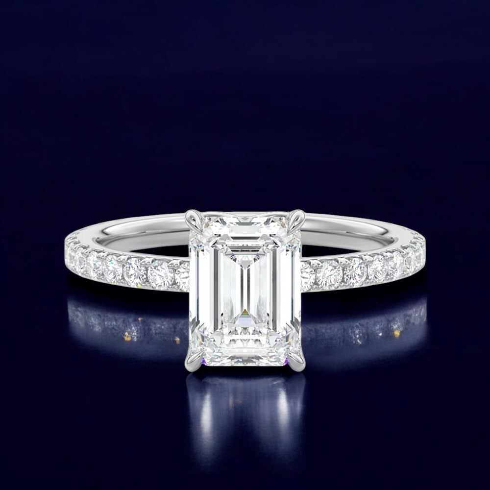 950 Platinum Wedding Ring IGI Lab Grown 2.50 Ct Emerald Cut Diamond Size 6 7 7.5