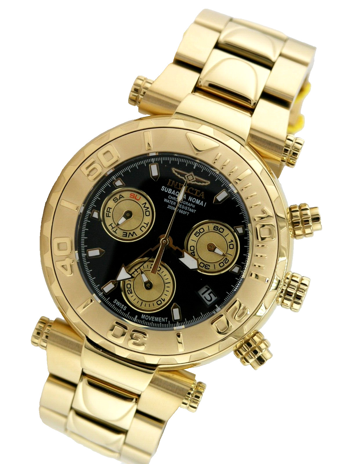 NEW INVICTA 25800 SUBAQUA NOMA I SWISS CHRONOGRAPH GOLD BLACK DIAL WATCH 47MM LE