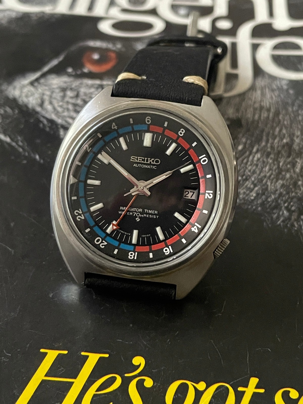 Seiko Navigator Timer vintage Auto GMT watch March 70, great condition, serviced