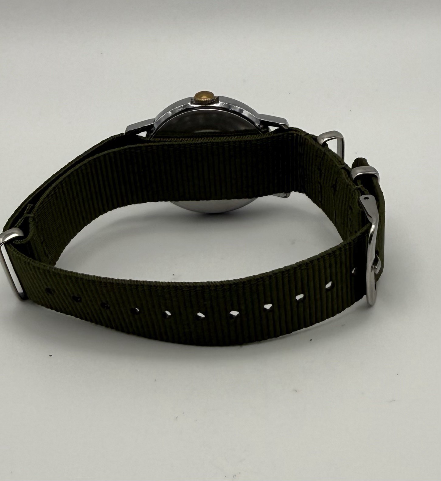 Timex Quartz Vintage 1978 Mercury Calendar Black Dial Green NATO Strap
