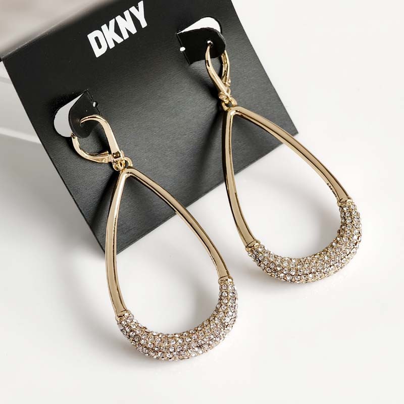 DKNY Crystal Teardrop Drop Statement Earrings Gift Women Party Vacation Jewelry