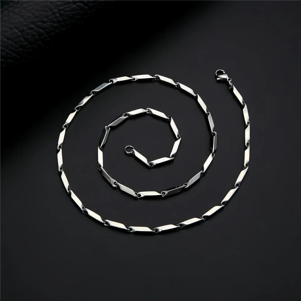 Men Silver Color Stainless Steel Seeds Chain Necklace Hip Hop Retro Outfit Jewel