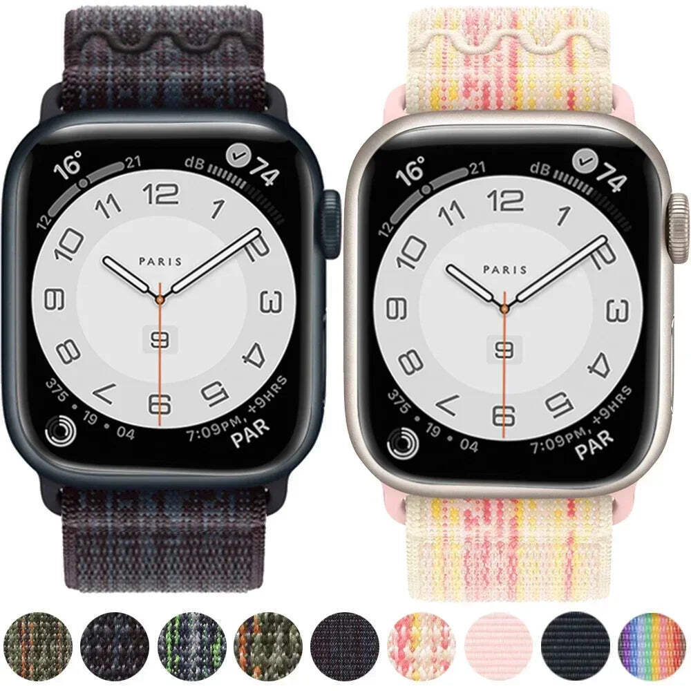 Nylon Band for Apple Watch Band Ultra 2 49mm 44mm 40mm 45mm 41mm 42mm 40mm Brace