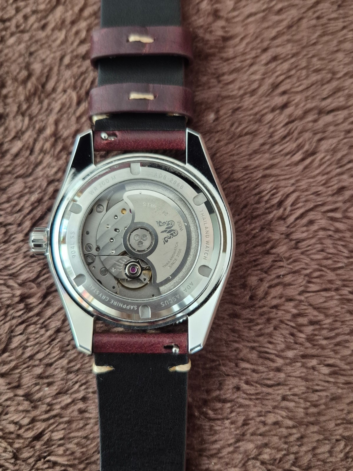 Wise Adamascus AD851A Stainless 904l 41mm diver Red wine. Fantastic condition