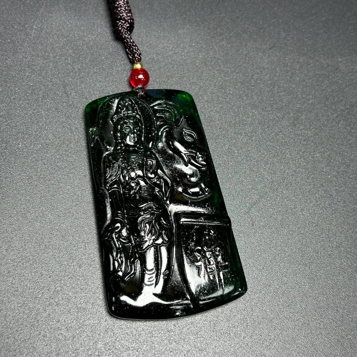 Natural ice green Burmese Jade Jadeite Carved Kwan-yin lucky Pendant&Necklaces