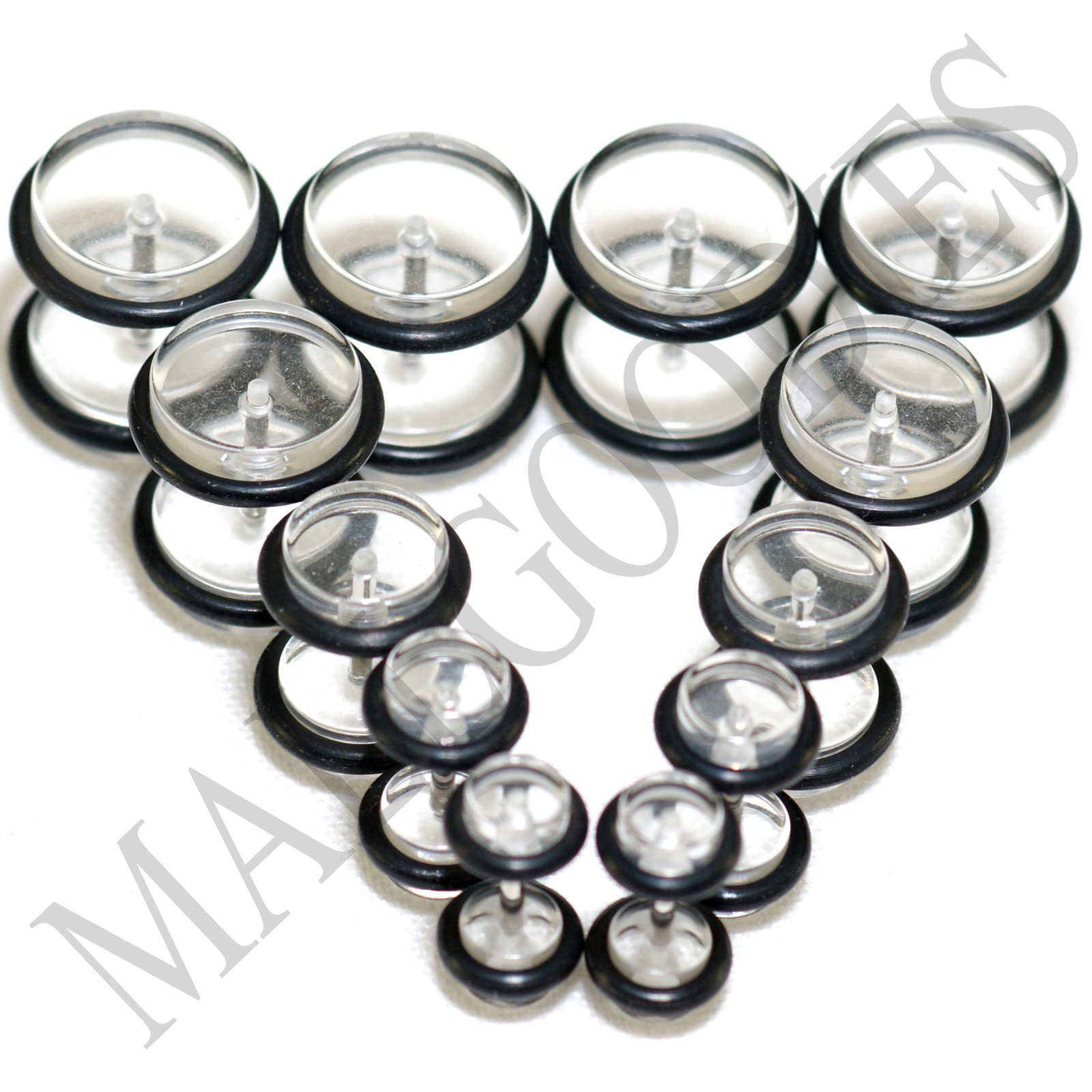 V111 Fake Cheaters Illusion Faux Ear Plugs 4G 2G 0G 00G 7/16″ 1/2″ Clear 8 10mm