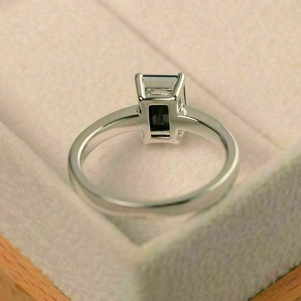 2 Ct Emerald Lab Created Diamond Women’s Engagement Ring 14k White Gold Plated