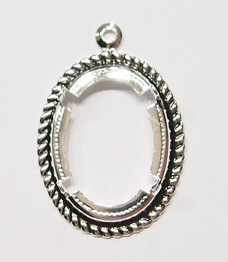 15 of 18x13mm Victorian Antique Silver Plated Rope Edge Pendant Settings 29x20mm