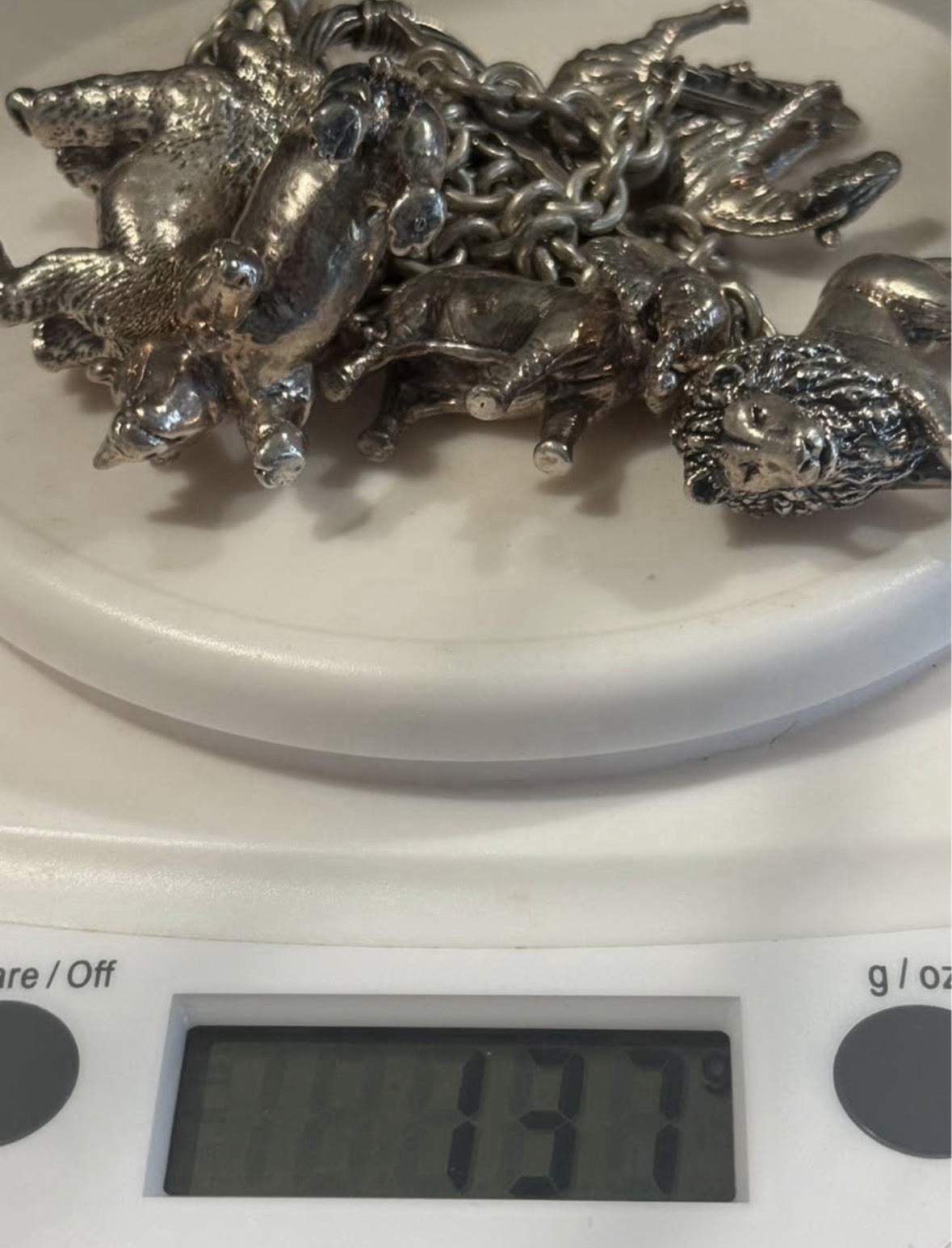 Signed Susan Cummings statement sterling silver African animal charm bracelet