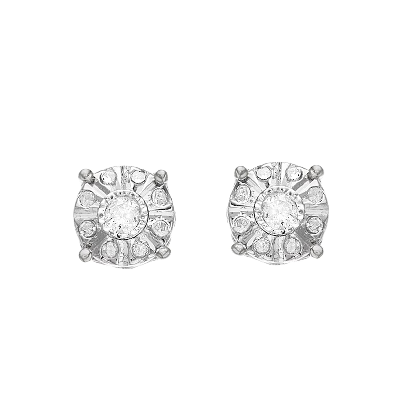 1/10 Ct Diamond Illusion-Set Stud Earrings in Sterling Silver