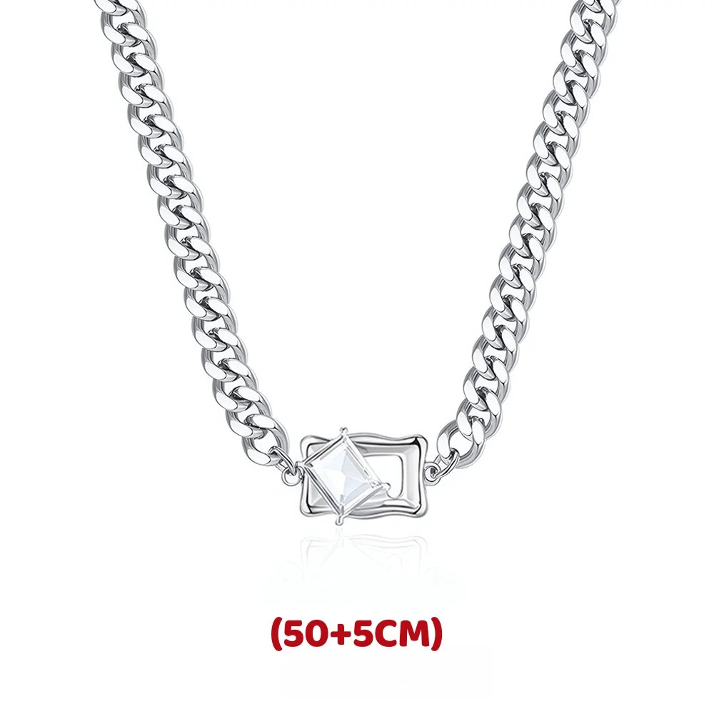 Punk Zircon Cuban Necklace For Man Woman Non Fading Titanium Steel Hip Hop Stree
