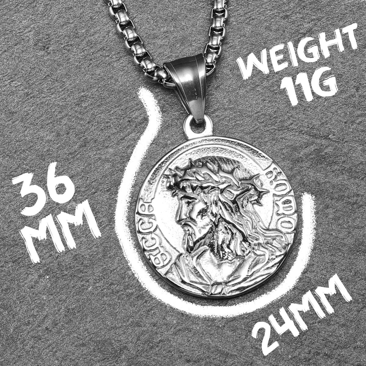 SCULPT RINGS™ Christian Jesus Pendant with 60 cm Chain Steel Necklace Crucifix