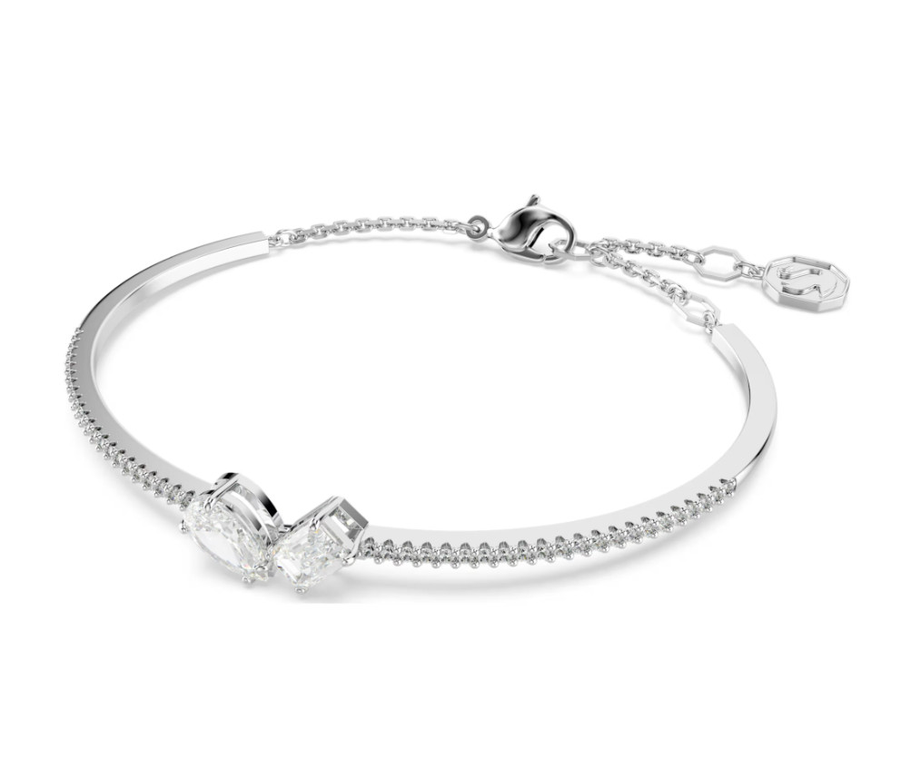 Swarovski Mesmera bangle Mixed cuts, White, Rhodium plated
