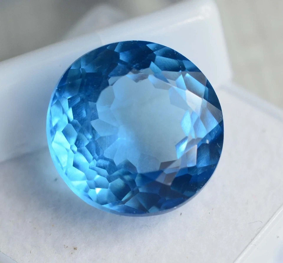 Natural 14 Ct+ Santa Maria Blue Aquamarine Round Cut Certified Loose Gemstone