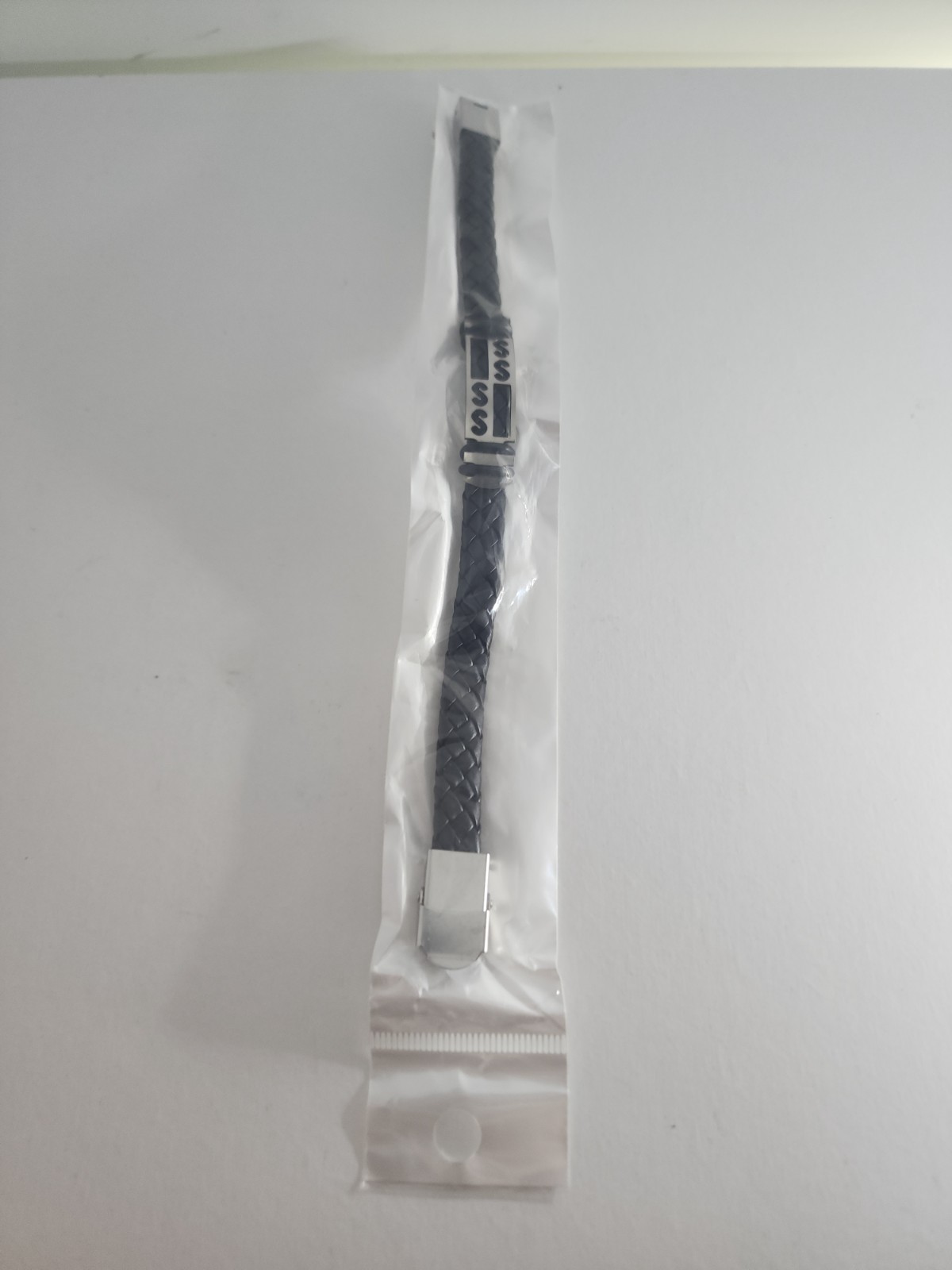 Men Black Braided Casual Bracelet Silver Accent Urban Fashion Sealed Gift New