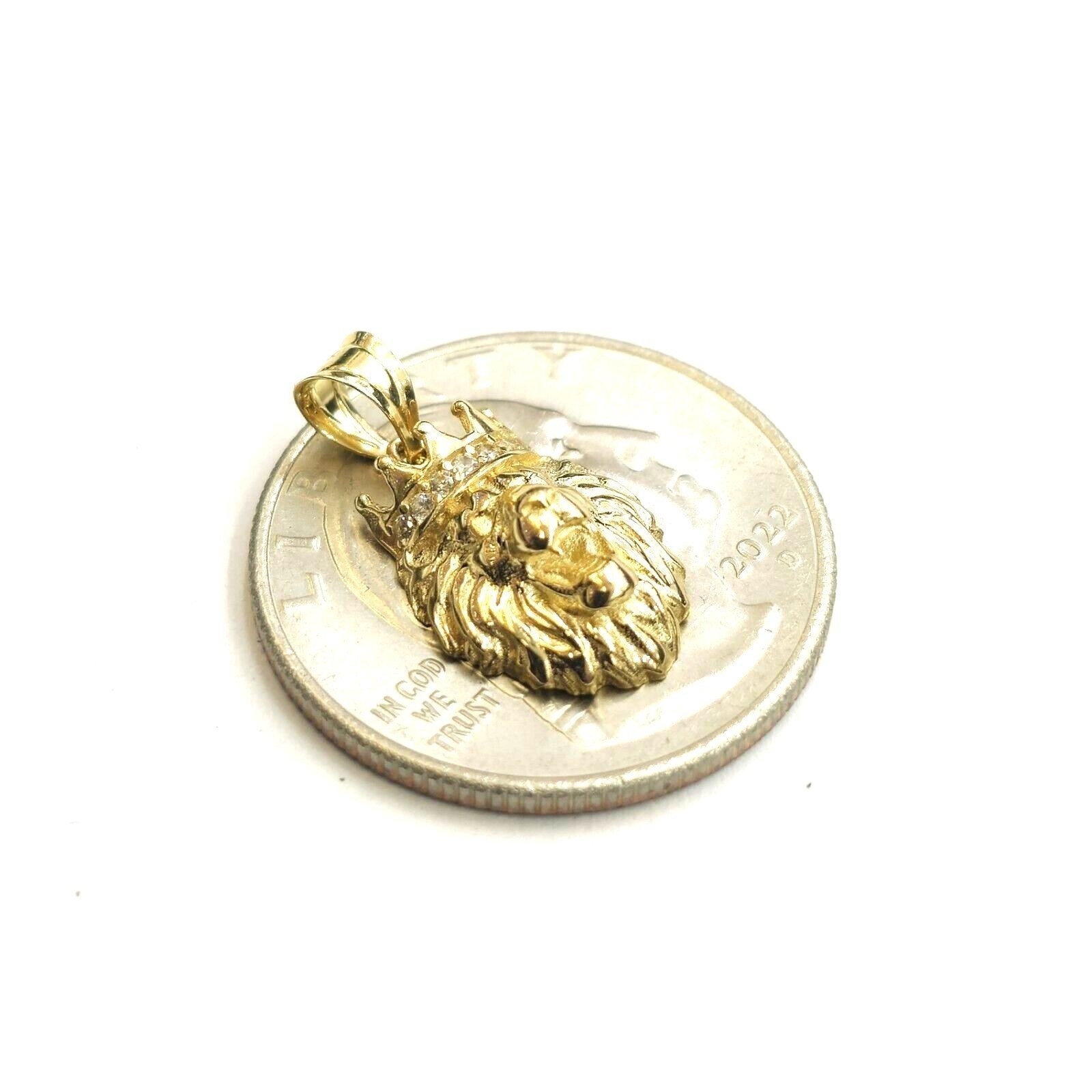 New Real 14k yellow Gold tiny lion head face crown Leo zodiac Pendant charm 1.5g