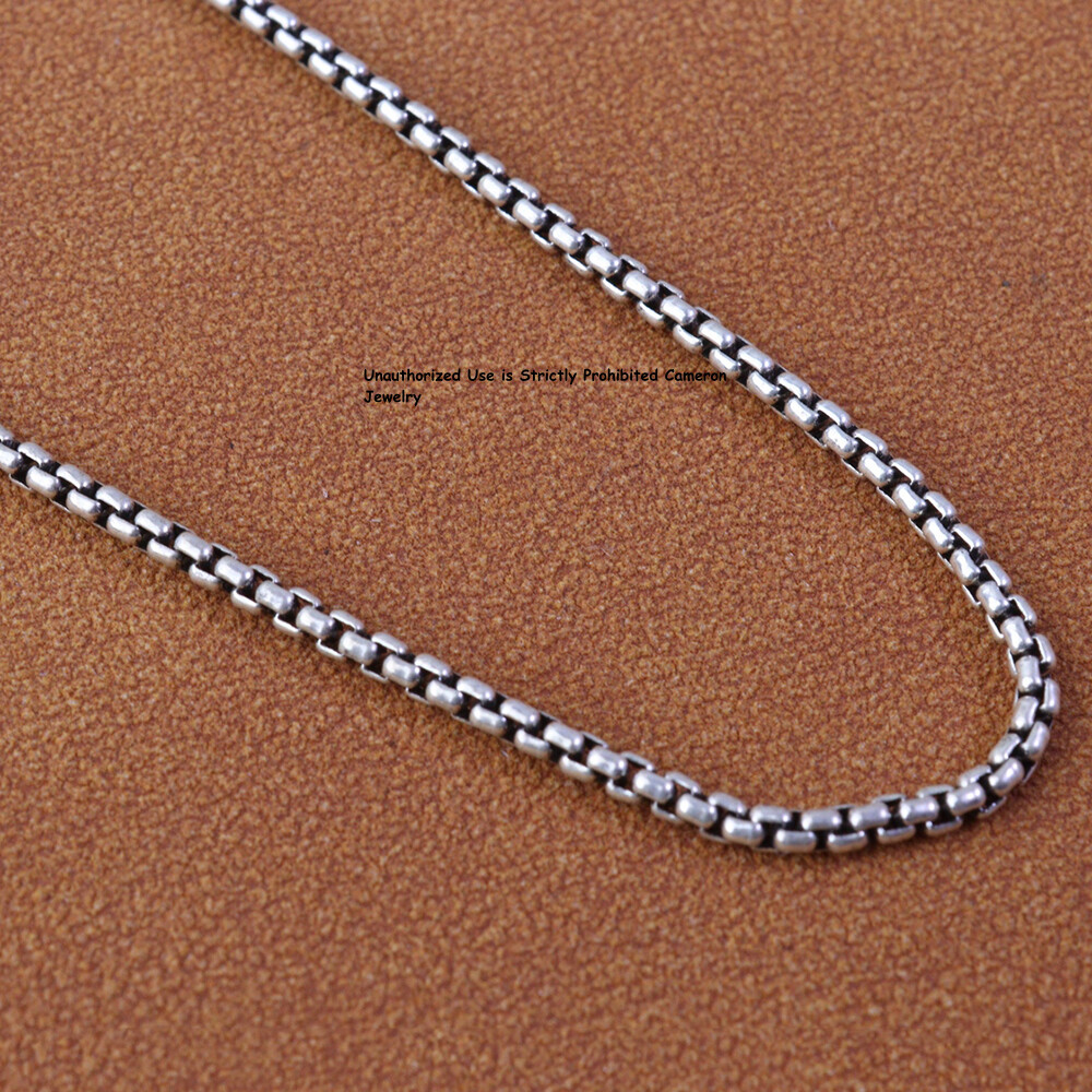 Pure S925 Sterling Silver Chain 2mm Solid Box Link Necklace 14-15g 31.8inch