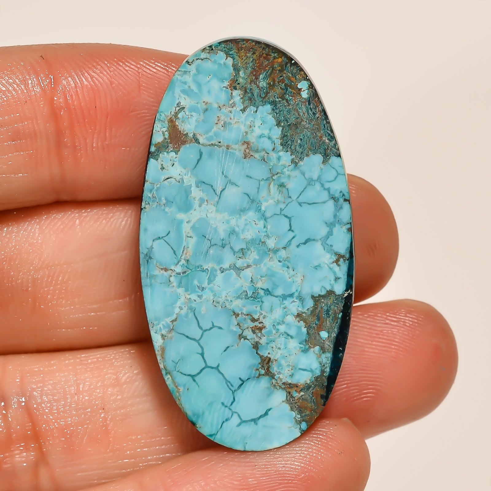 61.00CT 21X41X7mm Natural Tibet Turquoise Oval Cabochon Turquoise Loose Gemstone