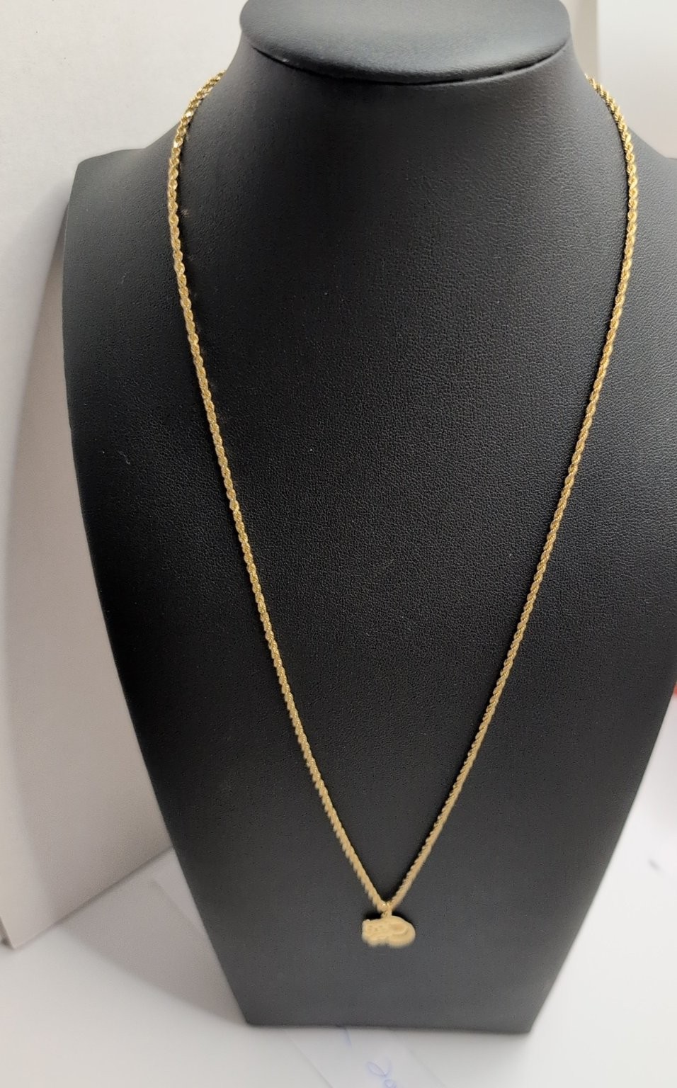 VTG 14k Cat Pendant | 10K Yellow Gold Rope Chain Necklace 18 Inch 3.17 total g