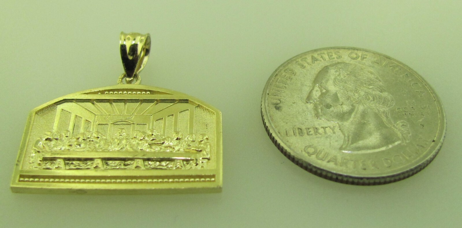10k Yellow Gold Last Supper Charm Pendant 1″ 3.3 gram