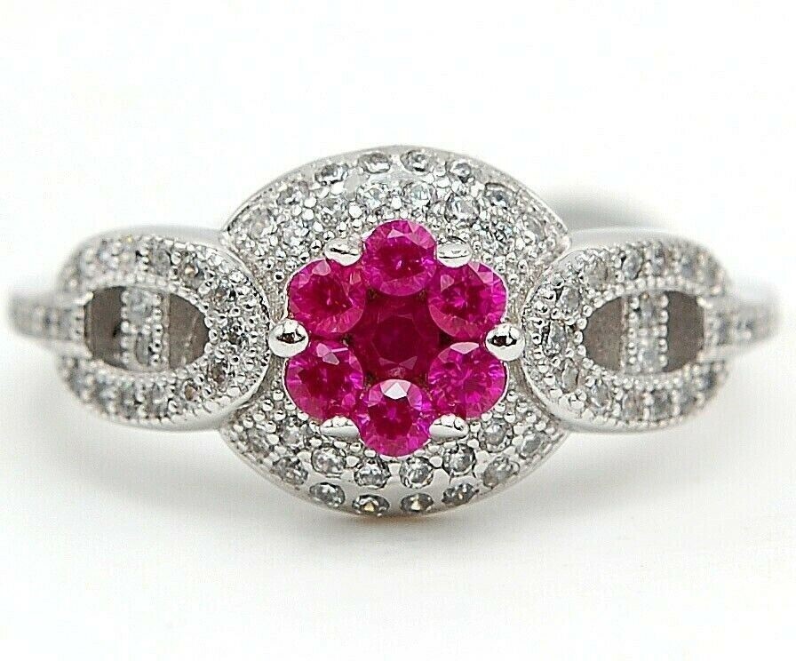 2CT Heat Treated Rubellite Tourmaline 925 Solid Sterling Silver Ring Sz 6 UB3-8