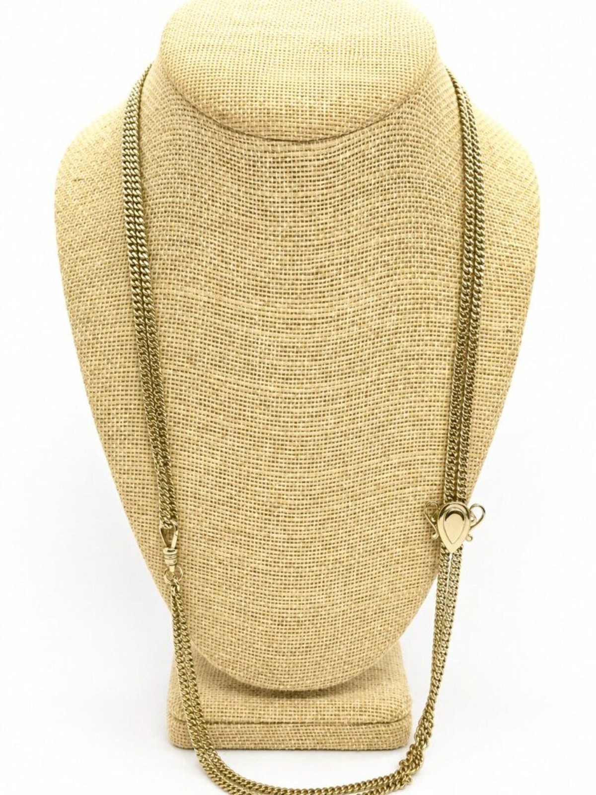 VICTORIAN REVIVAL NECKLACE Adjustable Slider Fob Albert Chain Gold Tone Vintage