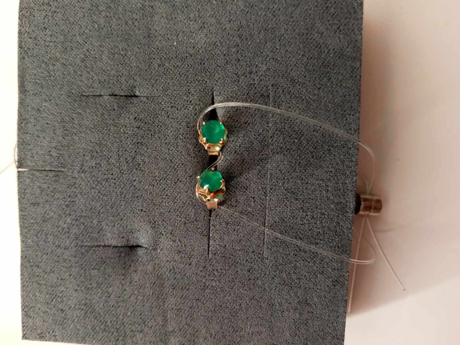 14K Solid ( Stamped Not Plated) Rose Gold Earrings With Green Natural Agate