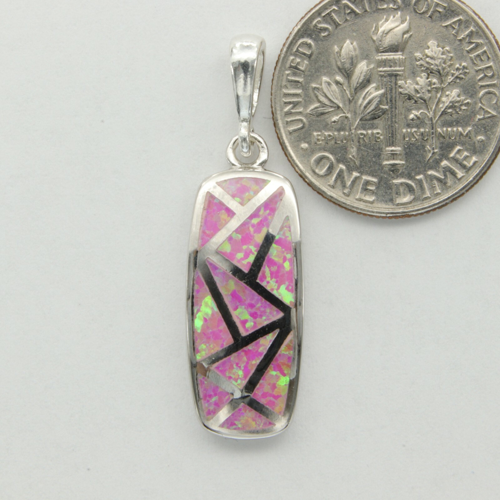 Unique Pink Square FIRE OPAL Pendant – 925 STERLING SILVER – Rhodium #1