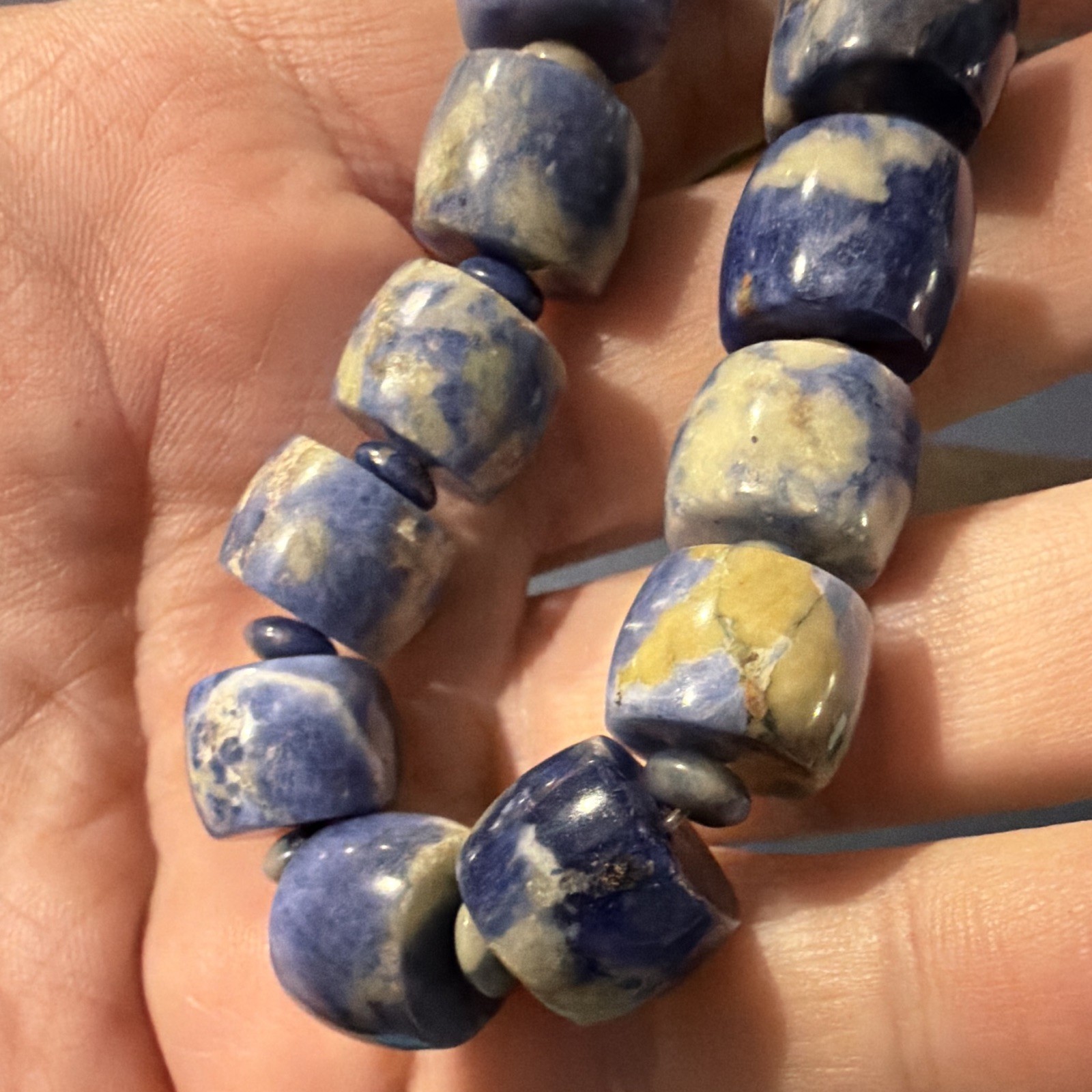 Mine Finds by Jay King Sodalite Blue Beige Stone Beaded Stretch Bracelet