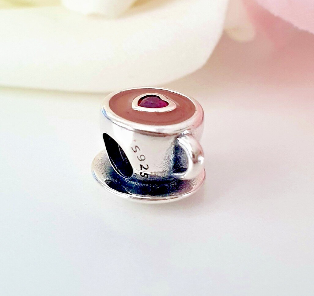 NEW Love Heart Coffee Silver S925 Charm Bead For All Brands Of Charm Bracelet