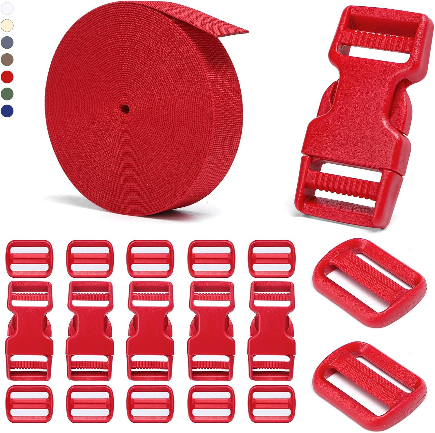BEYOURD Buckle and Strap Set, 10 Yards Polyester Webbing Strap with 6 Pack Dual