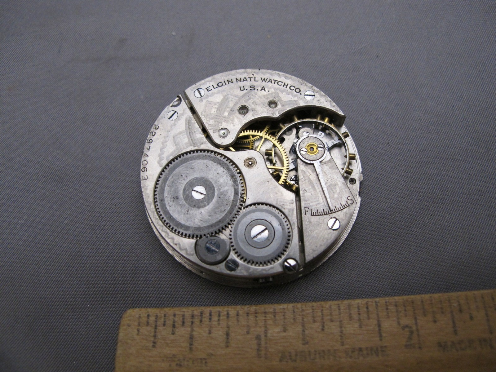 ELGIN 16S 7J Pocket Watch Movement-Grade 291 Model 7-1920-Running