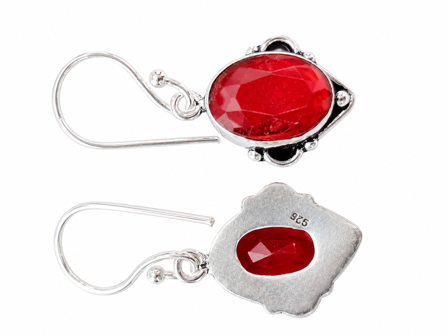 Red Garnet Earrings 925 Sterling Silver Boho Gift for Women