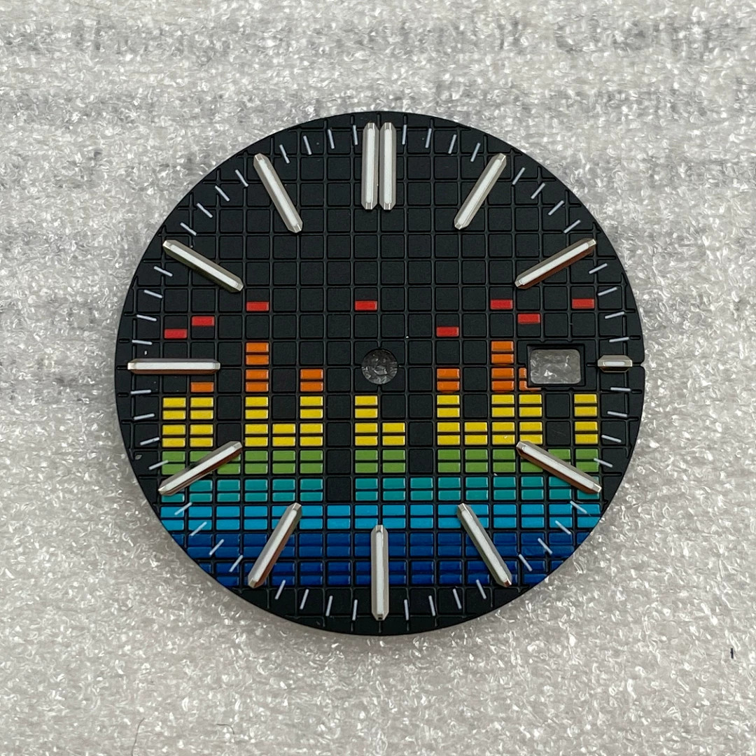31.8mm Retrofit Music Symbol Watch Dial Green Luminous for NH35 NH36 Movement