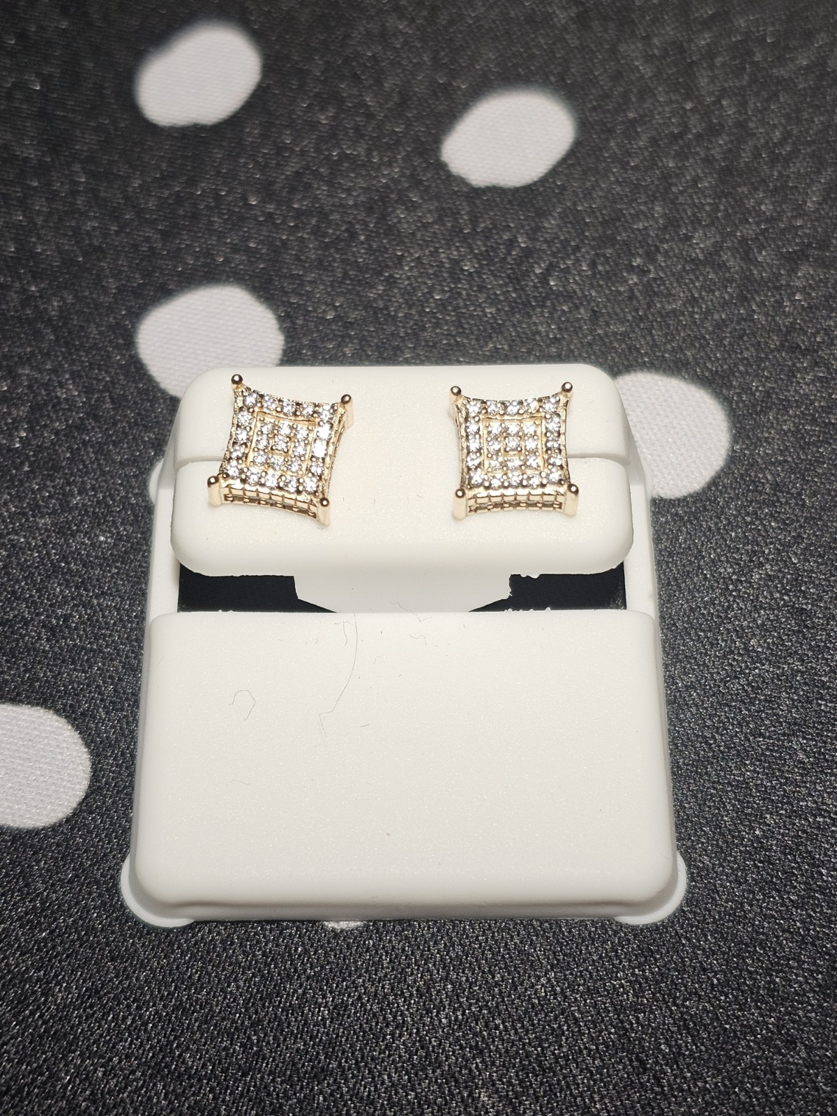 Sterling Silver Gold Moissante Clear Kite Screwback Earrings New Retail $87