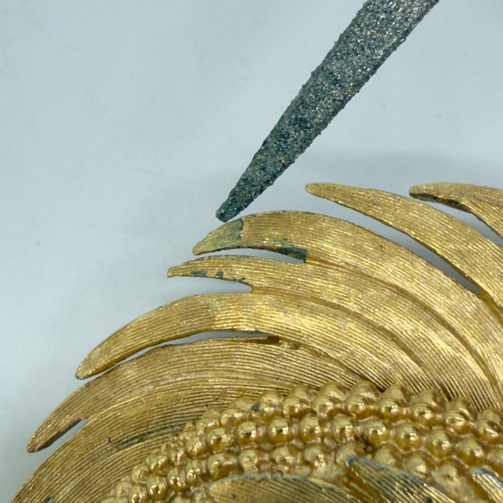 Vintage Boucher Brooch Gold Tone Feather Pearl READ