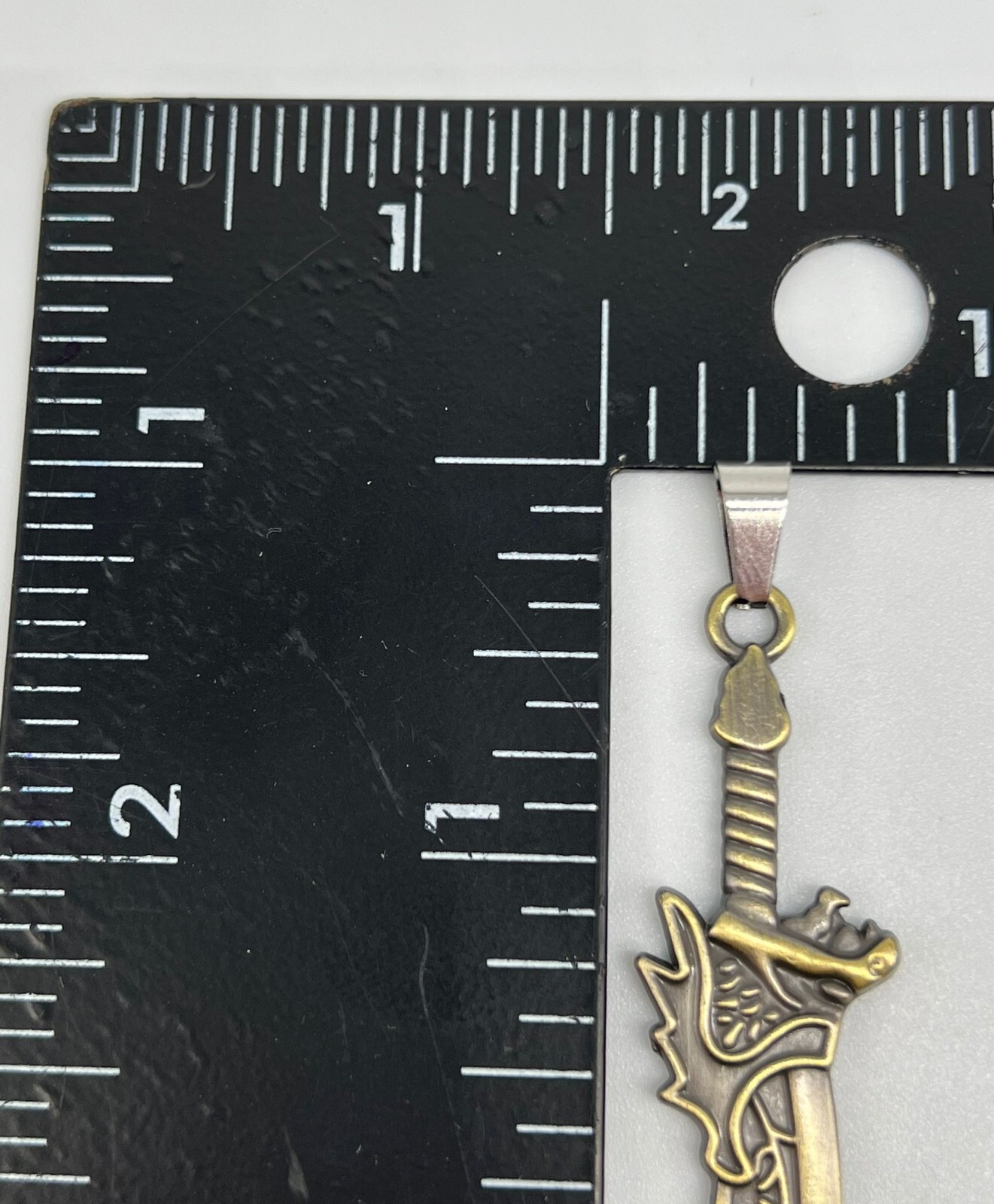 Stainless Steel Bronze Knife Dagger Weapon Pendant on Chain