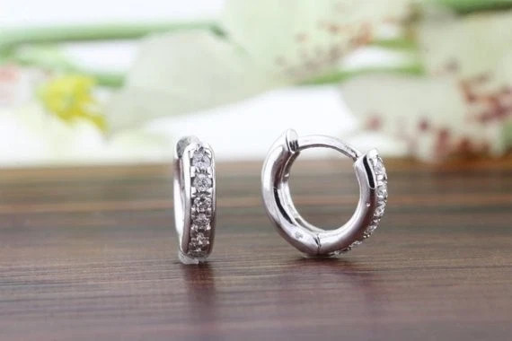 2Ct Round Simulated Diamond Huggie/Hoop Stunning Earring 14k White Gold Plated