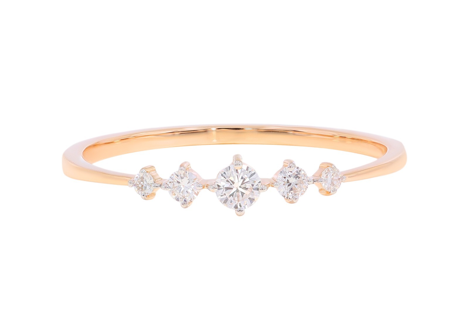 Ananta Jewels 0.15Ct Moissanite 5 Stone Wedding Ring in 925 Silver for Women