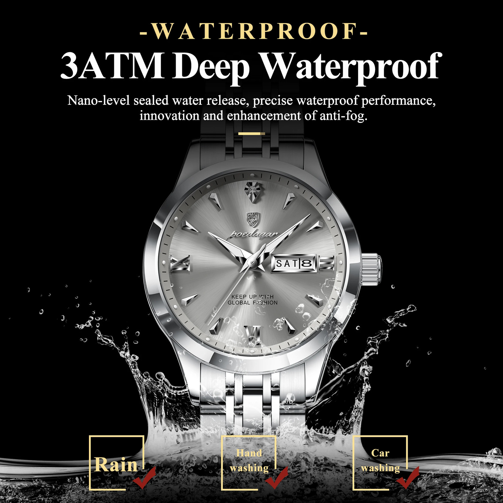 Watch For Woman Waterproof Luminous Date Week Ladies Watch